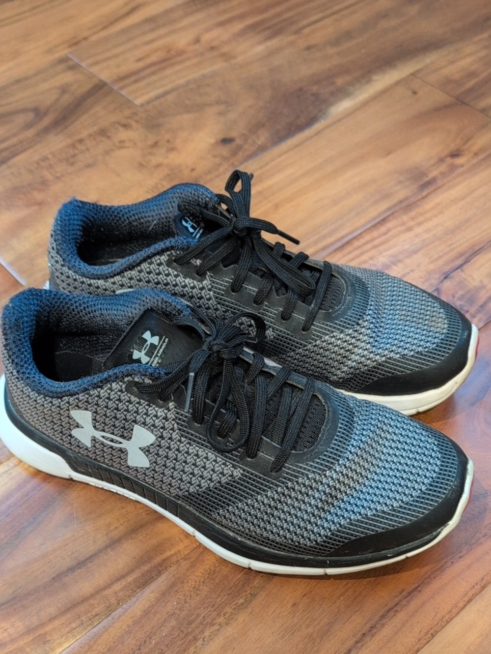 Under Armour Women's Men’s Black and Gray Knit Athletic Sneakers